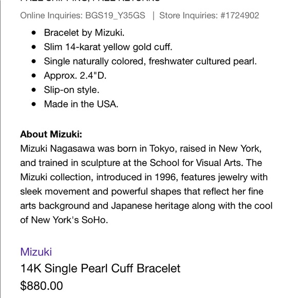 Mizuki Single Pearl Cuff Bracelet - Picture 3 of 5